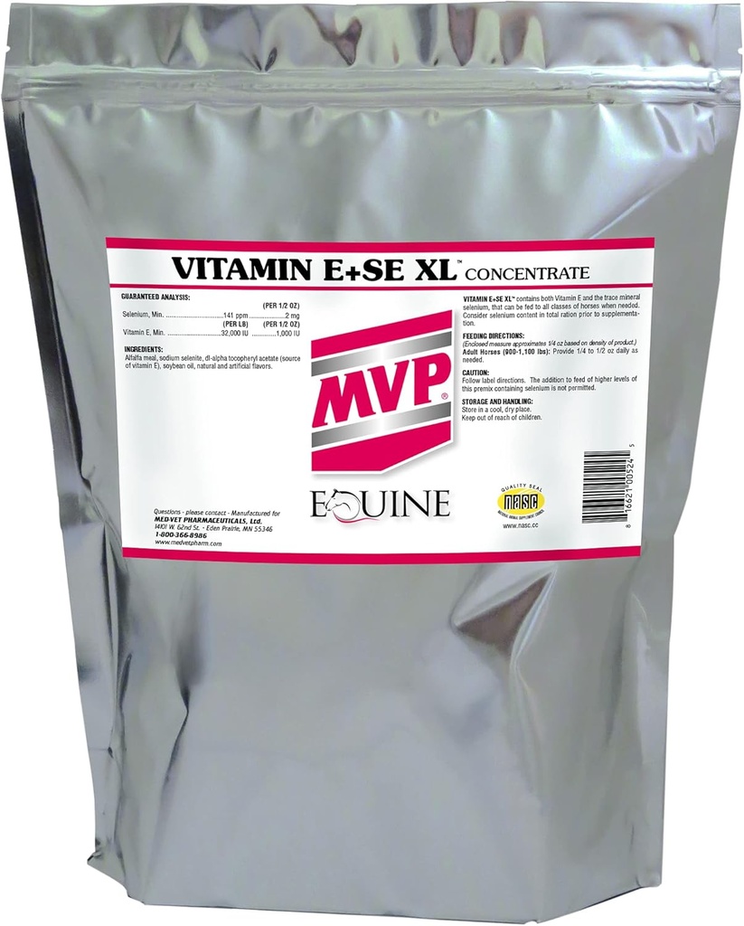 Vitamine E/SE XL (5lb) Formule concentrée pour soutenir la fonction musculaire saine chez les chevaux