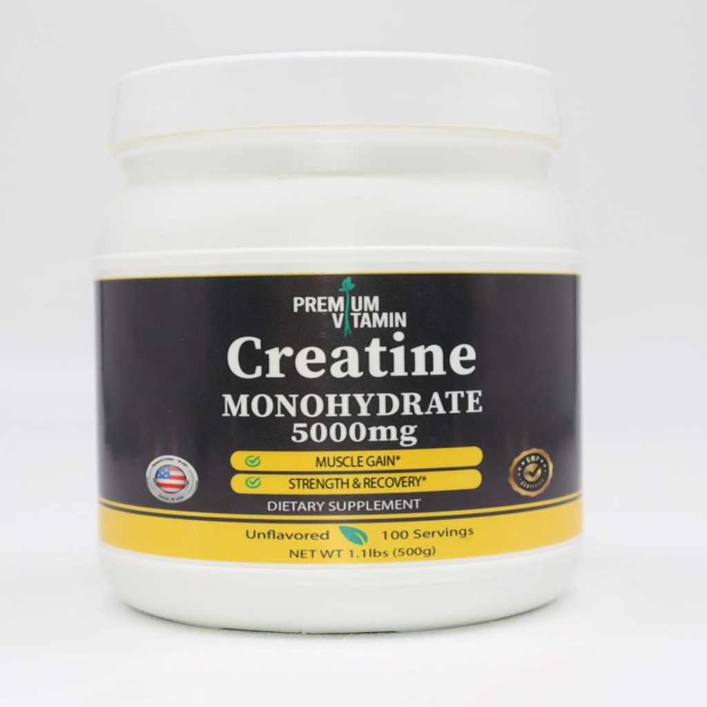 Creatine Monohydraat poeder - Spier Gain & Recovery - Pure Unflavored Creatine Powder - 5g Per scoop - 5000mg Per serveren - Creatine Supplement voor mannen en vrouwen - 500 Gram