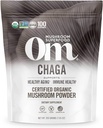 OM MUSHROOM SUPERFOOD Chaga Biologische Paddestoelpoeder, 7.05 Ounce Pouch, 100 Servings, US Gegroeide, Heilige Antioxidanten & Immune Support, Superfood Mushroom Supplement