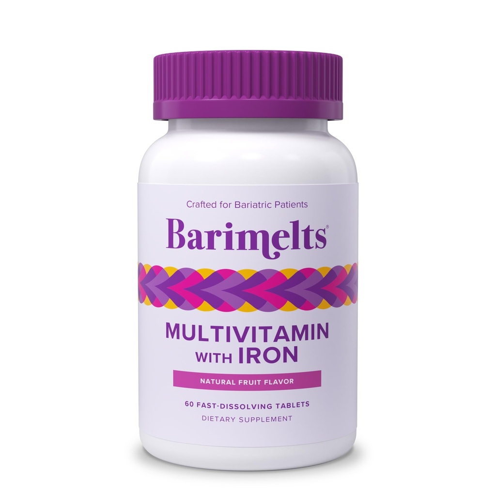 BariMelts Bariatrische multivitamine met ijzer, 60 snel oplossende tabletten (1-maand supply), suikervrije baritische vitamines voor vrouwen, natuurlijke fruitsmaak