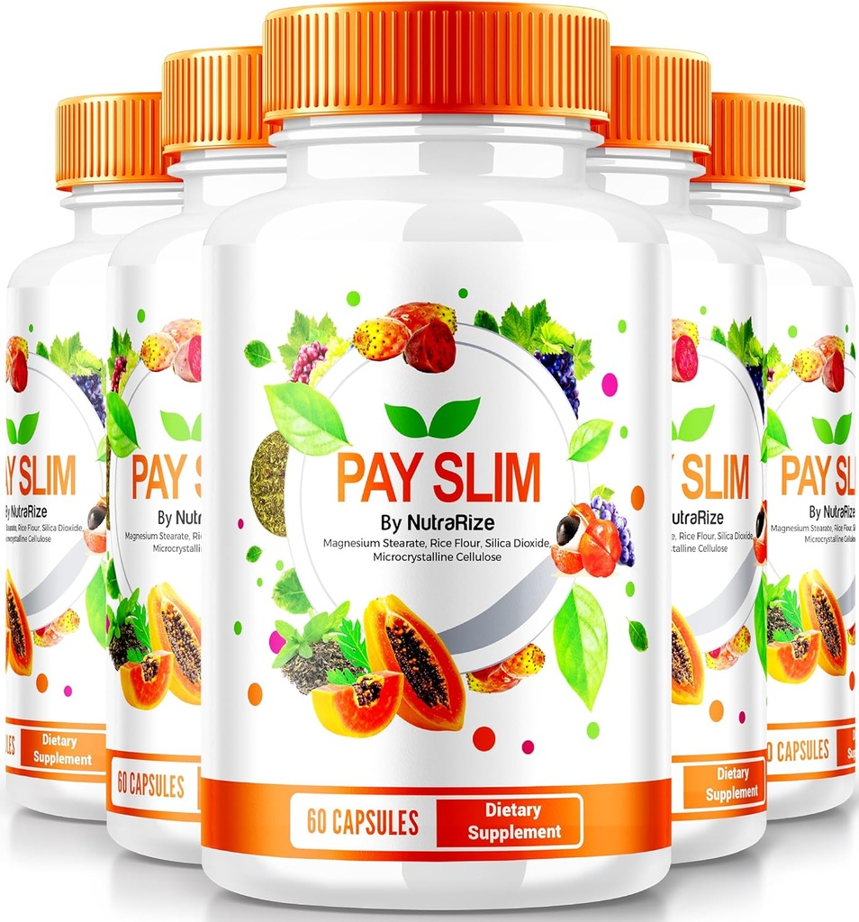 NutraRize (5 Pack) Pay Slim Capsules, PaySlim All-Natural Supplement voor gezond gewichtsverlies, Premium Formule om lichaam en fitness doelstellingen te bereiken, Officiële beoordelingen (300 Capsules)