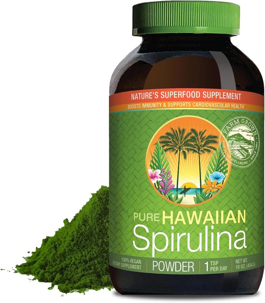 Nutrex Hawaii, Pure Hawaiian Spirulina Poeder, Veganistisch, Ondersteunt Immune System, Hart, Cellen en Energie, 16 Ounce