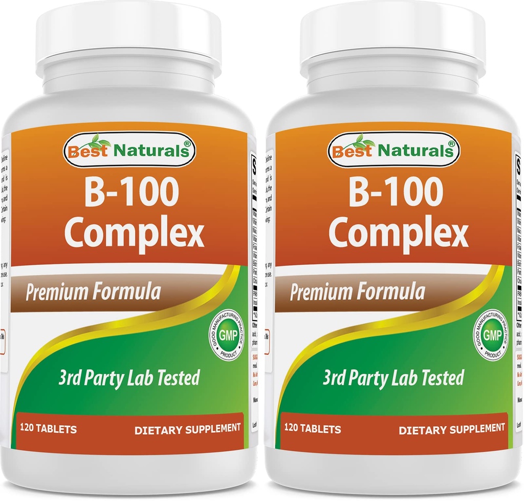 Best Naturals B 100 Complex 120 tabletten (B Complex Vitamins) (120 telling (verpakking 2))