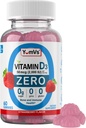 YUM-V'S Vitamine D Zero Gummies par YumVs.com Kéto Friendly, Sugar Free D3 Supplément pour enfants et adultes.com 50 mcg – 2000 UI Vitamine D3.com