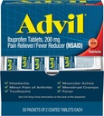 Comprimés advil Ibuprofène, 200 mg anti-douleur/réducteur de fièvre (AINS), 100 comprimés (50 paquets de 2 comprimés chacun)