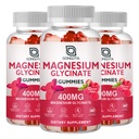 Glycinat de magnésium 400 mg avec 100 mg de magnésium composite - supplément de potassium de magnésium chélaté avec vitamine D, B6 soutient calme, sommeil, mémoire et crampes musculaires, sans sucre - 180 gommies