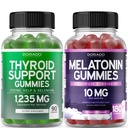 Schildklierondersteuning voor vrouwen en mannen (90 Gummies) Ondersteuning Supplement - Delicious Apple Flavor - Melatonine Gummies voor volwassenen (180 Tellen) - Quick Solution Melatonine 10mg Gummies - Niet GGO, Vegan & USA Made