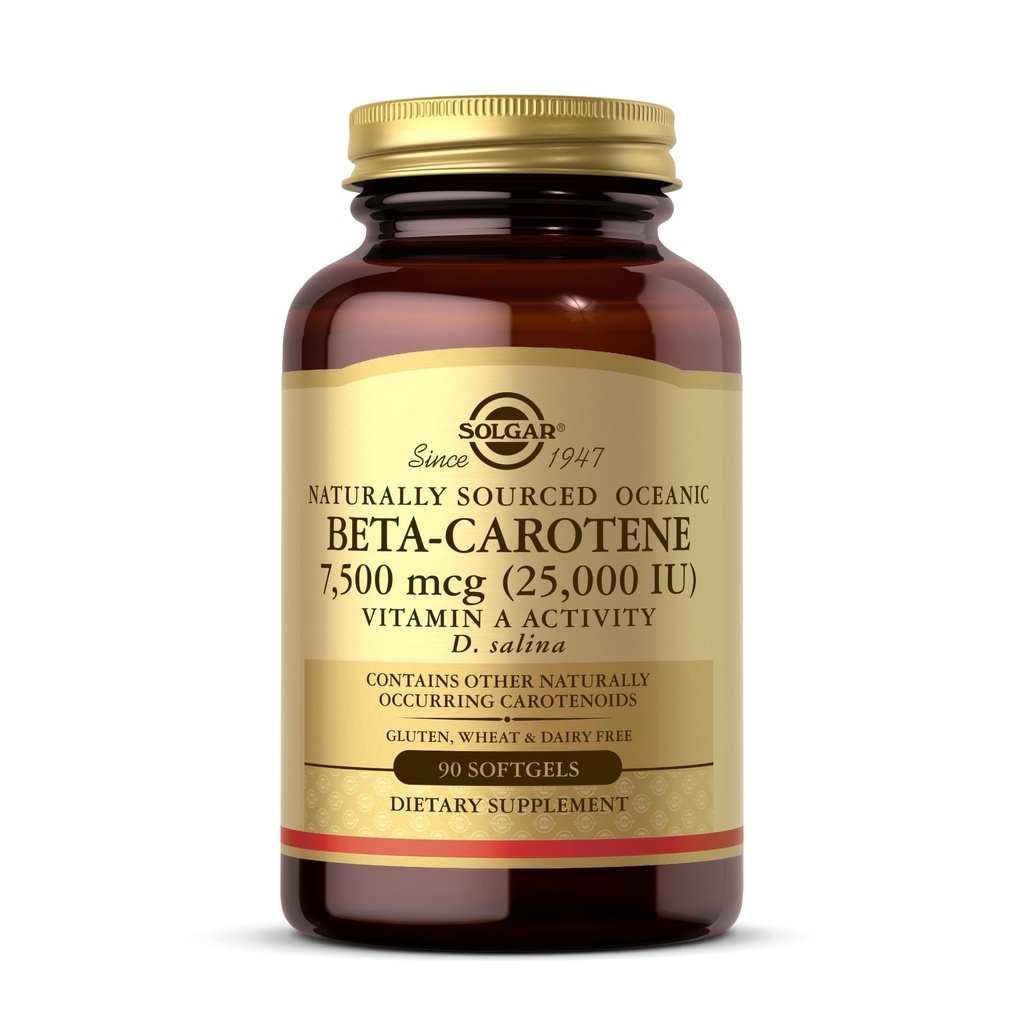 Solgar Oceanic Beta-Caroteen 25.000 IE - 90 Softgels - Krachtig Antioxidant - 100% natuurlijk Pro-Vitamine A - Glutenvrij, Melkvrij - 90 porties