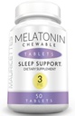 Mauricettes Mélatonine naturelle 3mg Comprimés à mâcher - Actif rapide 3 mg Pilules de couchage pour les enfants, les adolescents et les adultes, non aromatisé, non addictif, aide au sommeil dissolvable, 50 Chewables