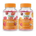 Fibre prébiotique vivace enfants + calcium avec la vitamine D enfants, Gommies Bundle - Grande dégustation, supplément de vitamine, sans gluten, sans OGM, gommy à croquer