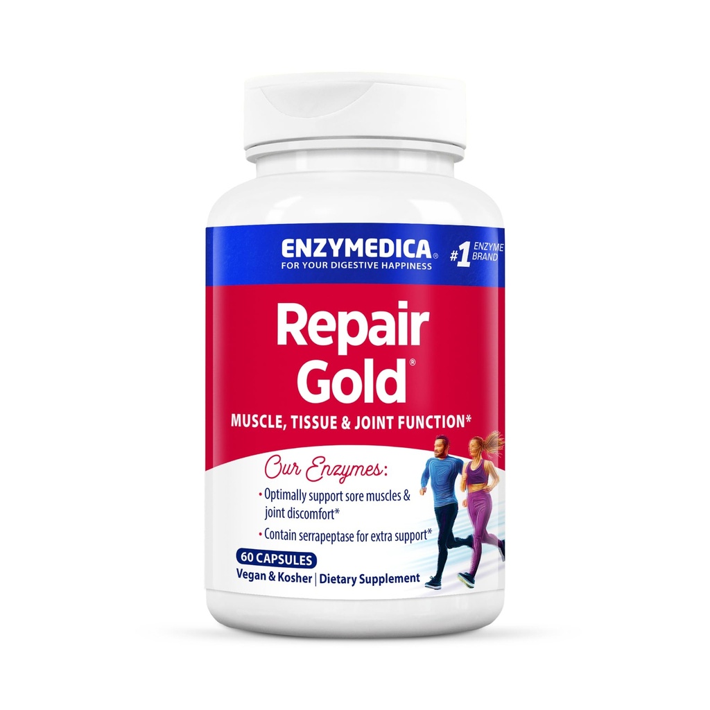 Enzymedica, Reparatie Goud, Proteolytische Enzymen, Gezamenlijke Ondersteuning Supplement, bevordert Muscle Recovery & Tissue Functie, 60 Tellen