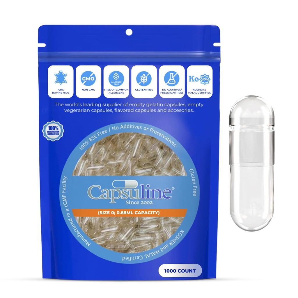 Capsulin Maat 0 Lege capsules, Clear - 1000 Tellen 