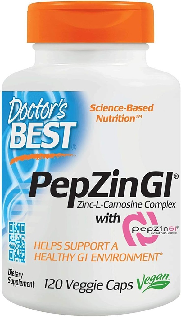 Doctor's Best Zink Carnosine Complex Met Pepzin Gi Veggie Caps, 120 Tellen