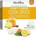 HERBION Naturals Toux gouttes, sans sucre avec Stevia, supplément alimentaire, Toux apaisante, pour les adultes et les enfants de plus de 6 ans, 25 gouttes chacune (18 comte (paquet de 1), citron de miel)