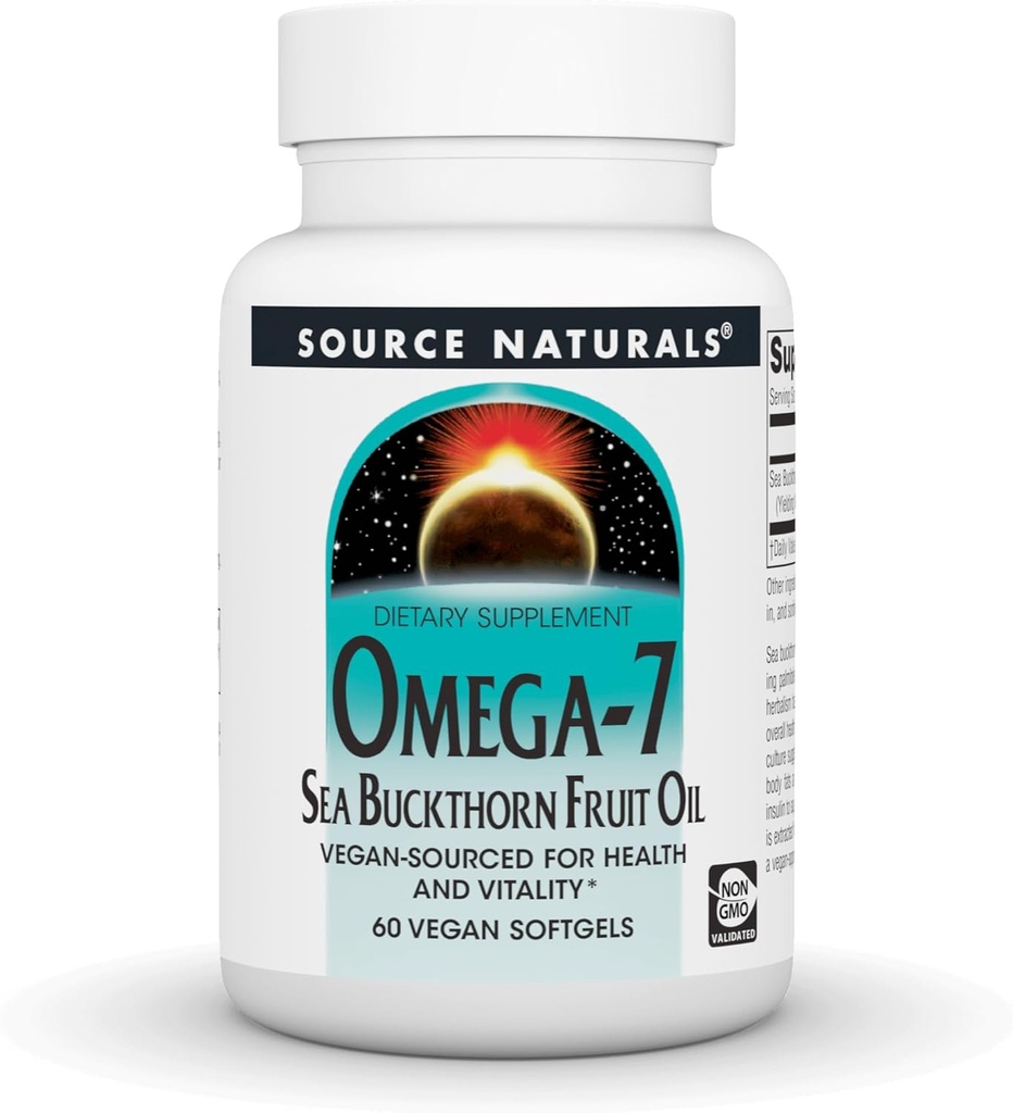 Bron Naturals Omega-7 Zee Buckthorn Fruitolie, Non-GMO, Vegan-Sourced for Health and Vitality* - 60 Vegan Softgels