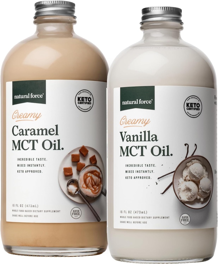 Natural Force Romige Vanille + Romige Caramel MCT Oil Bundle 