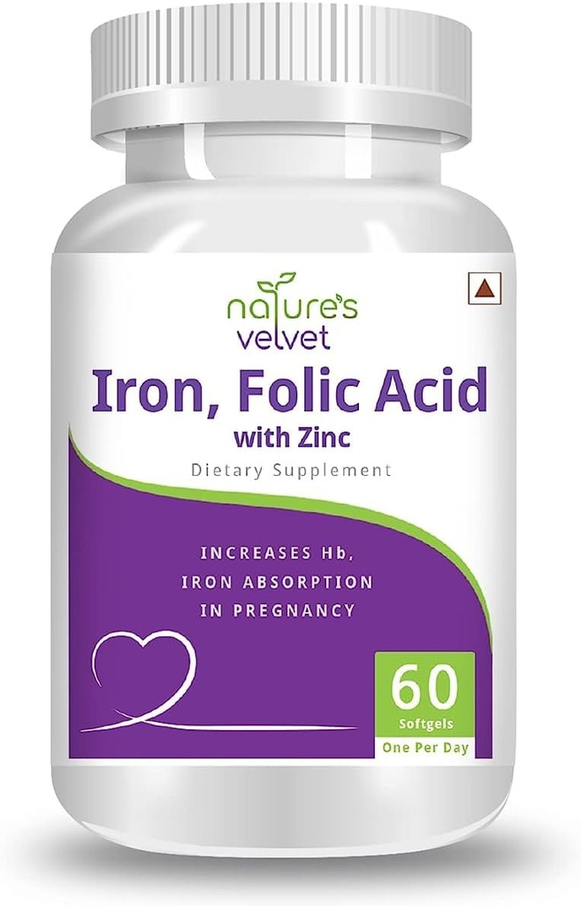 SS Lifecare Iron & Folic Acid with Zinc,for Supplementation in Pregnancy, 60 softgels - Pack of 1