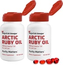 Arctic Ruby Oil - Omega 3 Supplement met Astaxanthine 2mg - Bevat essentiële vetzuren en antioxidanten - Ondersteunt hart, hersenen, ogen, huid, gewrichts- en immuungezondheid - 60 Softgels (2 Pack)