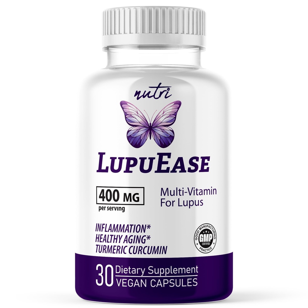Nature's Fusions LupuEase Lupus Relief Products Multivitamine supplementen - Vitamine C, D3, E, B12, Kurkuma extract (std. 95% curcuminoïden) - Omega 3 vetzuren - 30 dagen levering - 400mg