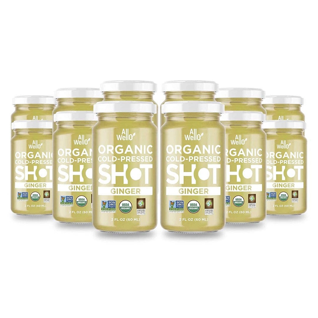 ALLWELLO Gingembre pressé à froid, 60 mL, booster d'Immune biologique USDA avec Natu-RAL.