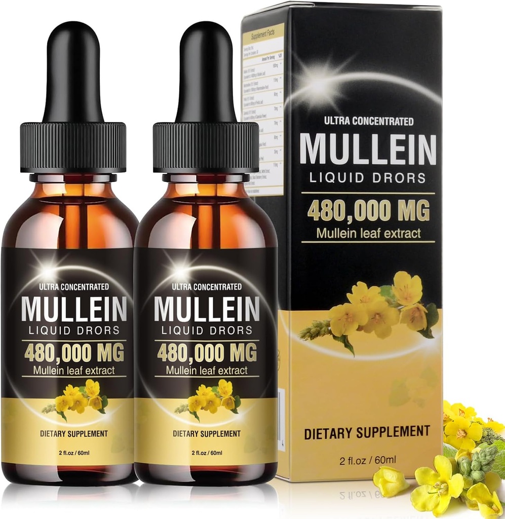 Mullein Drops for Lungs 480,000‬mg, 13 in 1 Vegan Mullein Leaf Extract 1600MG for Lung Detox & Cleanse (2)