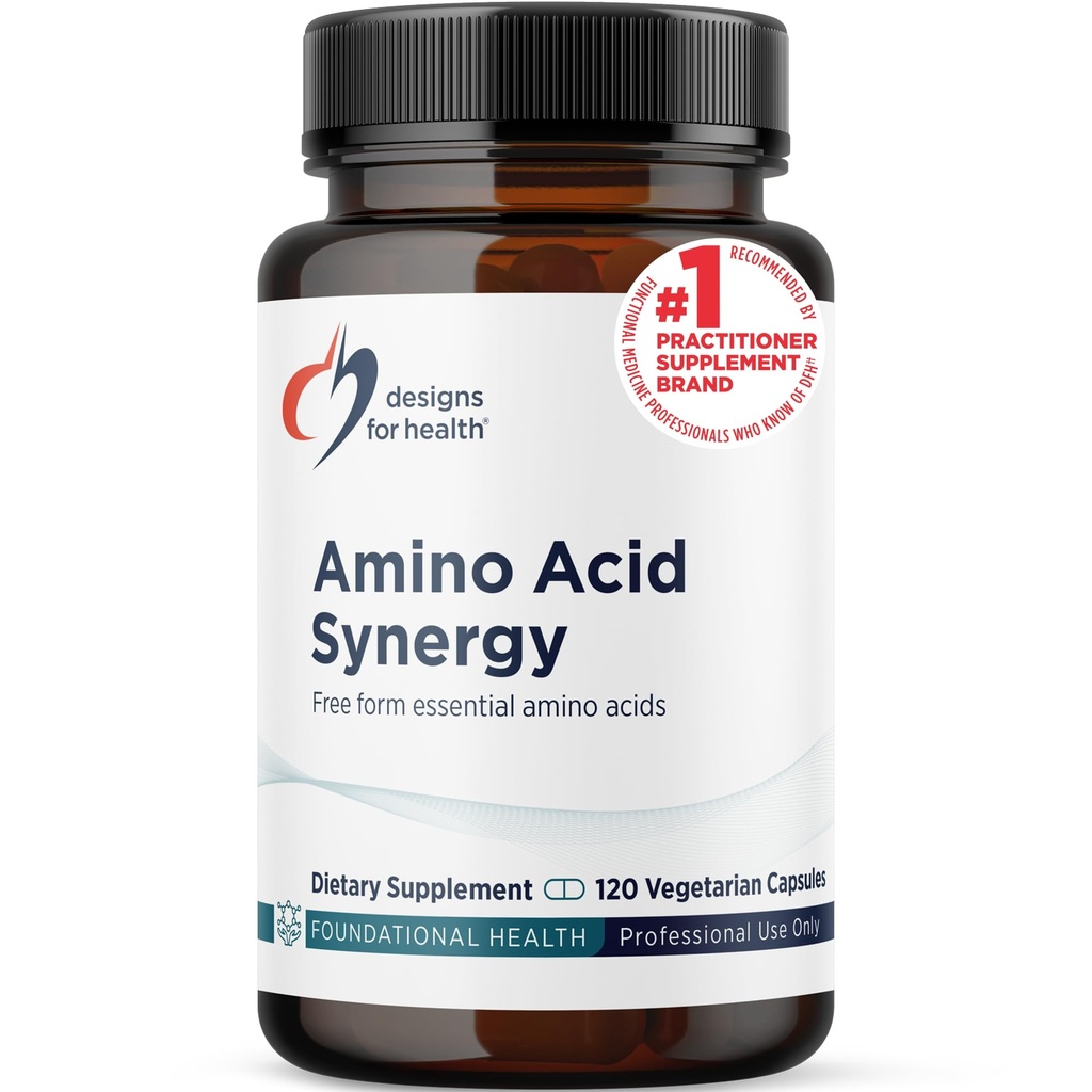 Designs for Health Amino Acid Synergy - Vegetarian Essential Amino Acids Supplement with BCAAs, Alpha-Ketoglutarate, Methionine + B6 (P-5-P) - Ondersteuning voor atleten + spieren (120 capsules)