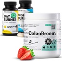 ColonBroom Psyllium Husk Powder, Colon Broom Colon Cleanser Fiber Supplement for Bloating Relief & Gut Health + Day & Night Burner Supplements, Weight Management Pillen (60 Servings), 3 Items