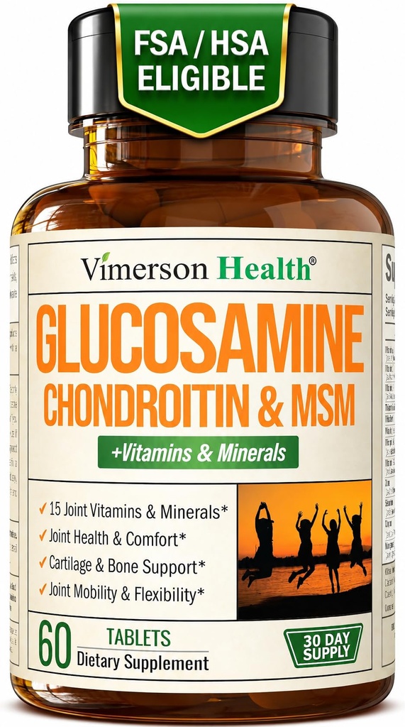 Glucosamine Chondroitin MSM-supplement Advanced Joint Supplements for Men and Women w/Glucosamine Sulfate 1000mg, Chondroitin Sulfate & MSM, Vitamine B12 and More for Joint Health FSA In aanmerking komende