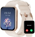Montres intelligentes RUIMEN pour femmes hommes (Réponse/Faire des appels) Compatible avec les téléphones iPhone/Android, 1.85" HD écran Fitness Tracker Heart Rate Monitor 100+ Sports Tracker Watch Imperméable (Milky White)