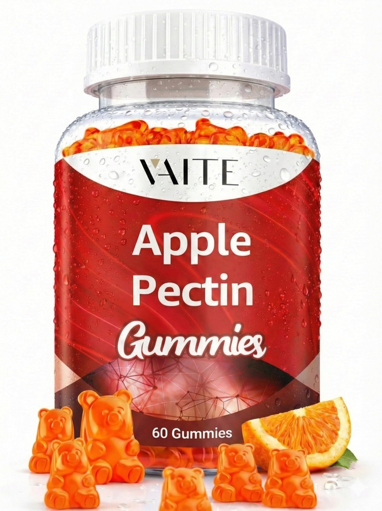 Apple Pectin Gummies - High-Fiber Supplement met 2000mg natuurlijke Cholesterol Lagere ondersteuning, bevordert spijsvertering Wellness & Maag Comfort, niet-GMO en glutenvrije kruidensupplementen - 60 Vegan Gummy