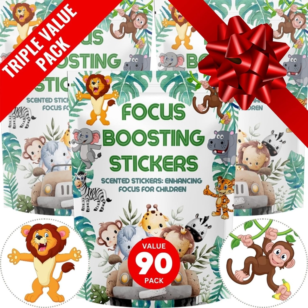 Focus Boosting Stickers (90 Pack) - Gezonde Hersenondersteuning voor aandacht, papier, bubbelontwerp, Drugvrij, Kleding, Unisex