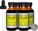 Lugol's Jodium / 2% Oplossing / 8 Oz in vier Amber glazen flessen / Vrije Droppers / VS