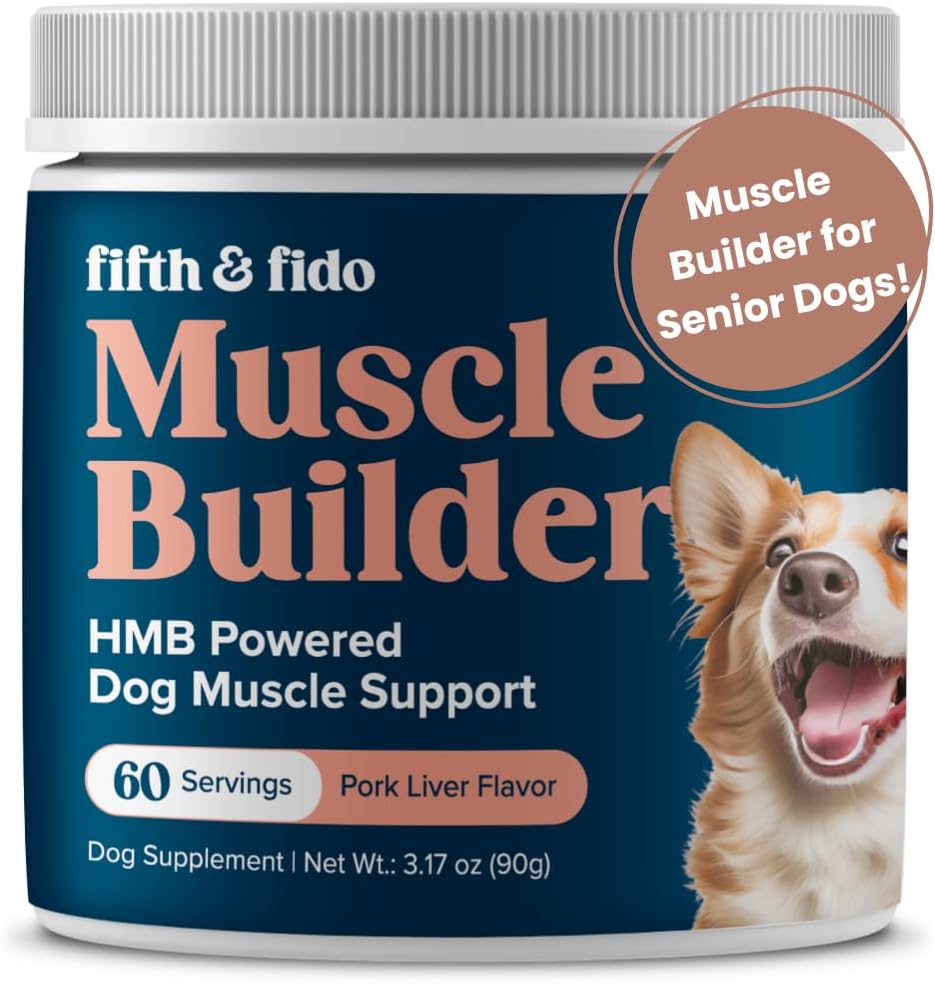 Vijfde & Fido Honden Gewicht Gainer - Hoge Calorie Proteïne Poeder voor Honden - Gewicht Gain Supplement voor Puppies en Senior Honden - Ondersteunt spier en energie herstel - 3,17 oz (60 Servings)