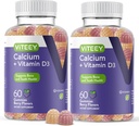 Calcium Gummies met vitamine D3 - Ondersteunt Bone Health & Tand Gezondheid - Kauwbare Calcium Gummies voor vrouwen, mannen & tieners - Kosher, Glutenvrij, GGO-vrij, smakelijk Berry Smaak Calcium Kauwgom