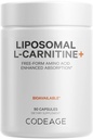 Codeage Liposomale L-Carnitine+ Supplement - 500 mg L-Carnitine L-Tartraat per portie - Vrije vorm Aminozuur - Carnitine - Liposomale levering - Veganistisch, niet-GMO, Glutenvrij - 90 capsules