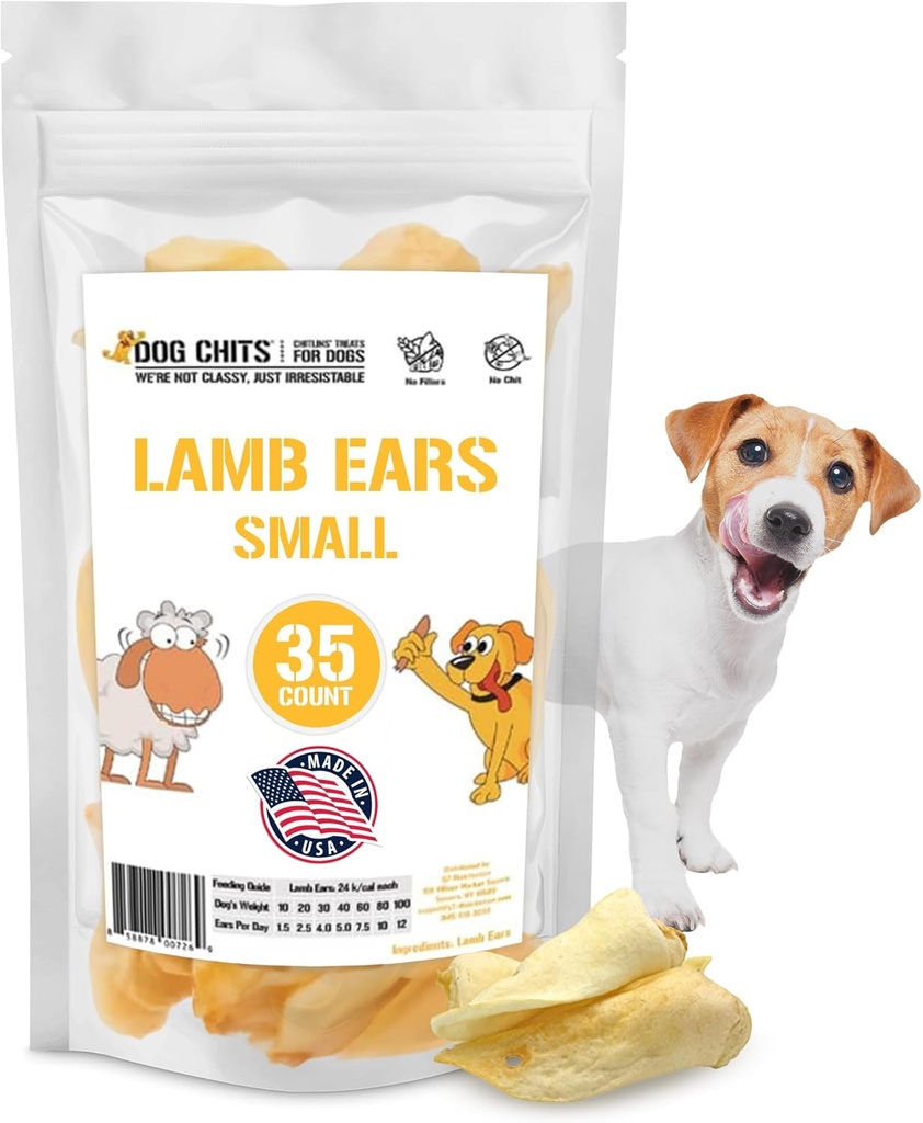 Chites de chien Oreilles d'agneau pour chiens – Treats 100% naturels d'oreille d'agneau au four – sans grains, haute protéine, moins de gras entraînement Chews – santé dentaire et soutien conjoint – pour petits et moyens – 35 Pack