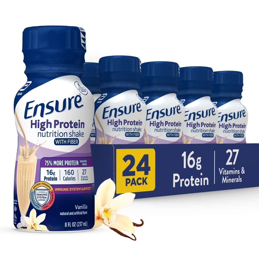 Zorg voor hoge proteïne gebottelde Vanille Voeding Schudden met vezels, klaar om te drinken, 16g eiwit en 27 vitamines en mineralen, 8 fl oz, 24 Pack