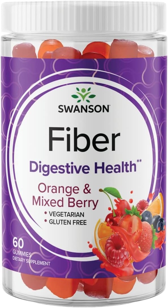 Swanson Mixed Berry Fiber Gummies - Decompensative Support Promoting Regularity & Healthy Lipid Levels - All Natural Formula to Help Support A Healthy Gut Microbiome - (60 Gummies, 5g Each)