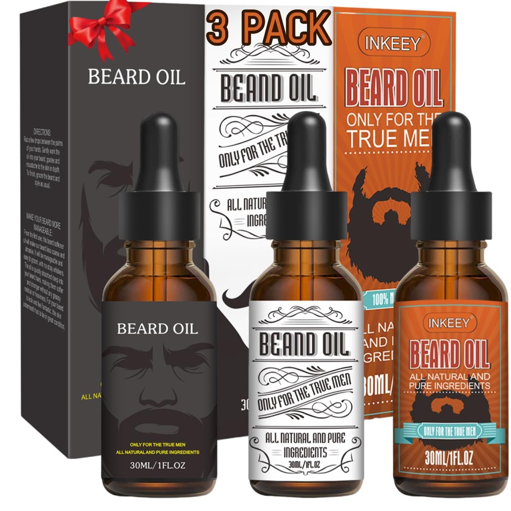 3 Pack Baard Olie voor mannen, Conditioning en Moisturizing voor betere baardgroei - Gift Set (Fengyin Green Tea/Glamour beweging/Azure)