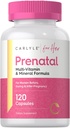 Carlyle Vitamines prénatales pour femmes $ 120 Capsules $ Multivitamine et formule minérale avec acide folique $ Non-OGM et supplément sans gluten $ pour elle