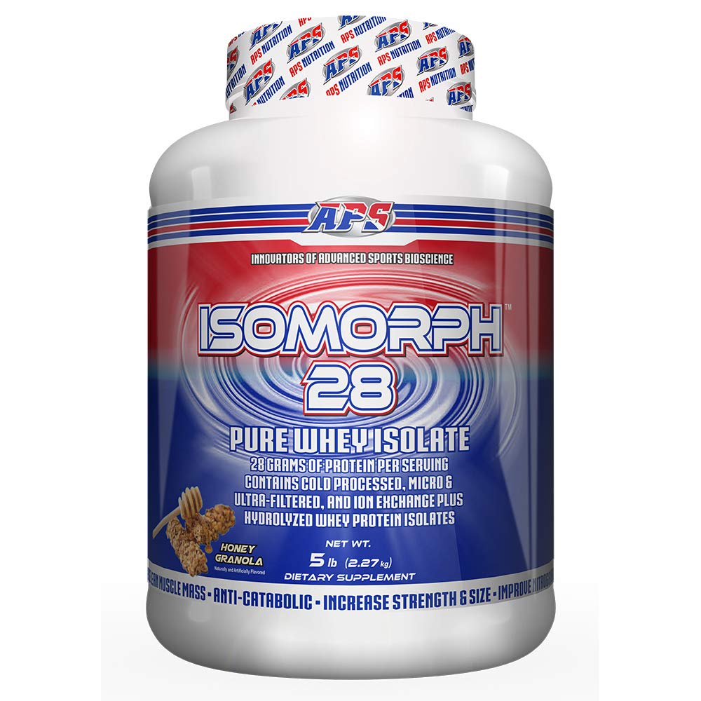 APS Nutrition Isomorph 28 Protéines Poudre de lactosérum pur Isolé de lactosérum Cold Pressed, Ultra-filtré, & Ion Exchange Isolés de lactosérum 28g Protéines de lactosérum 5 Pound (Honey Granola)