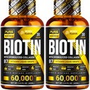 PURE ONDERZOEK Biotine & Collagen 60.000mcg Haargroei Liquid Drops, Ondersteunt: Sterke Nagels, gloeiende huid, gezonde haargroei, meer Absorptie dan Capsules & pillen (4Fl Oz)