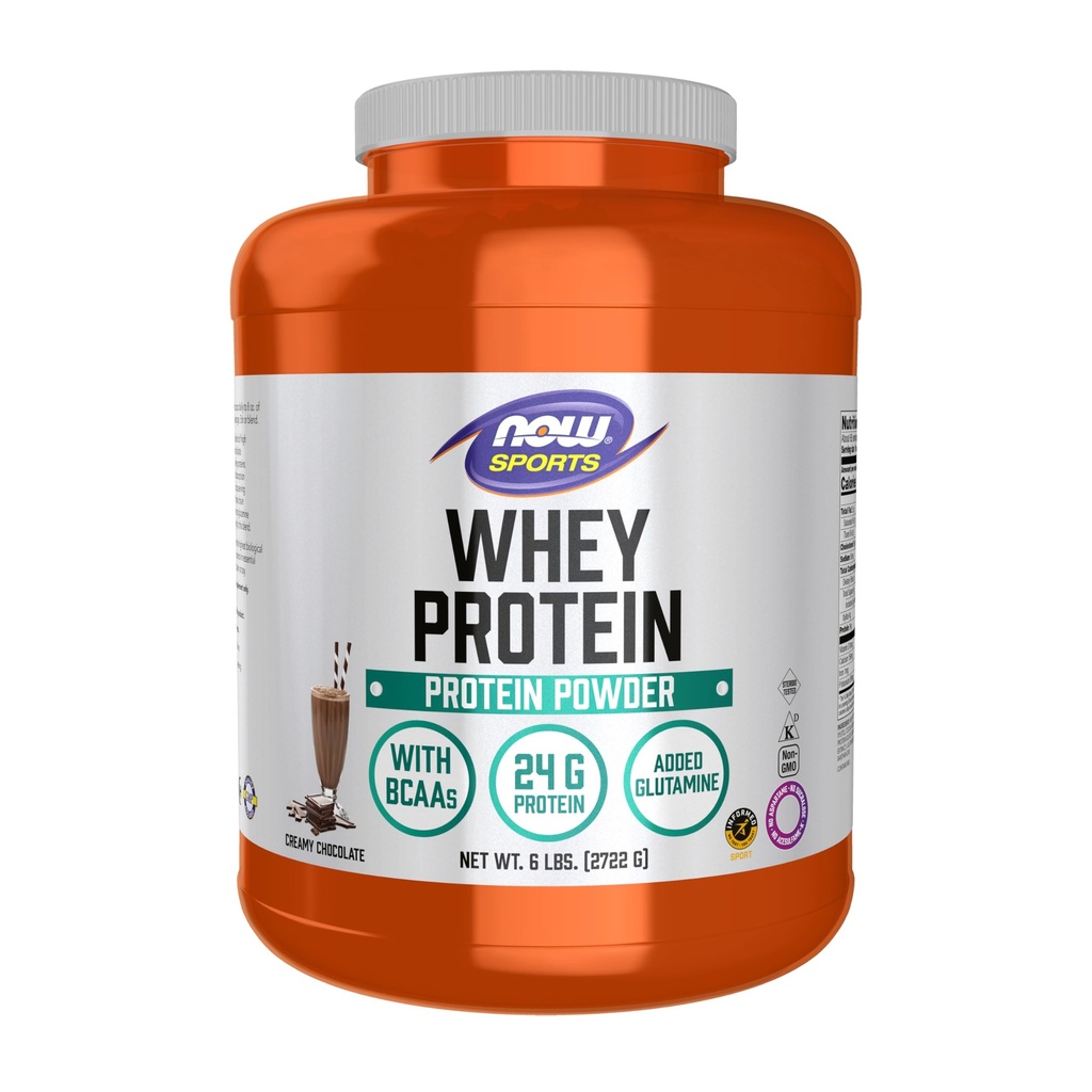 NOW Foods Sports Nutrition, Whey Protein, 24 g Avec BCAAs, poudre de chocolat crémeux, 6-Pound