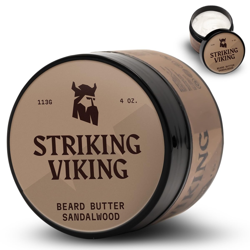 Opvallende Viking Sandalwood Baard Softener voor mannen - Niet-Greasy Cream Formula met natuurlijke ingrediënten voor Hydrated en verfrissende baarden (4oz)