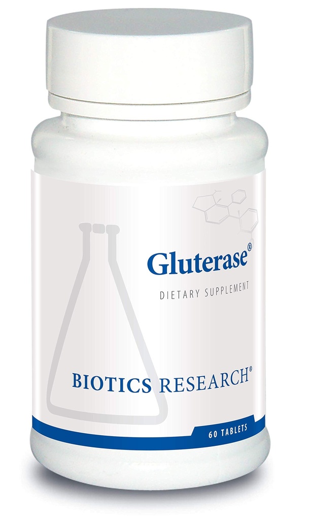 Recherche en biotique Enzymes diététiques de la glutérase pour la digestion du gluten, préparation d'enzymes spécialisées, tolérase, nutriments glut-supportifs, okra, marshmallow, complexe de vitamine U, 60 comprimés