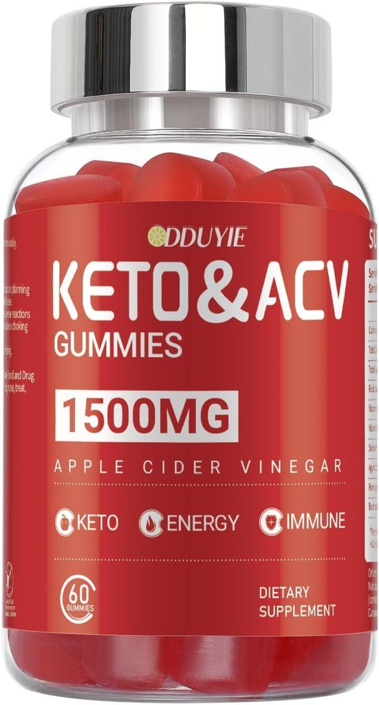 Gummies de vinaigre de cidre de pomme et vitamine B12 B6 - pour les hommes et les femmes - 60 Nombre