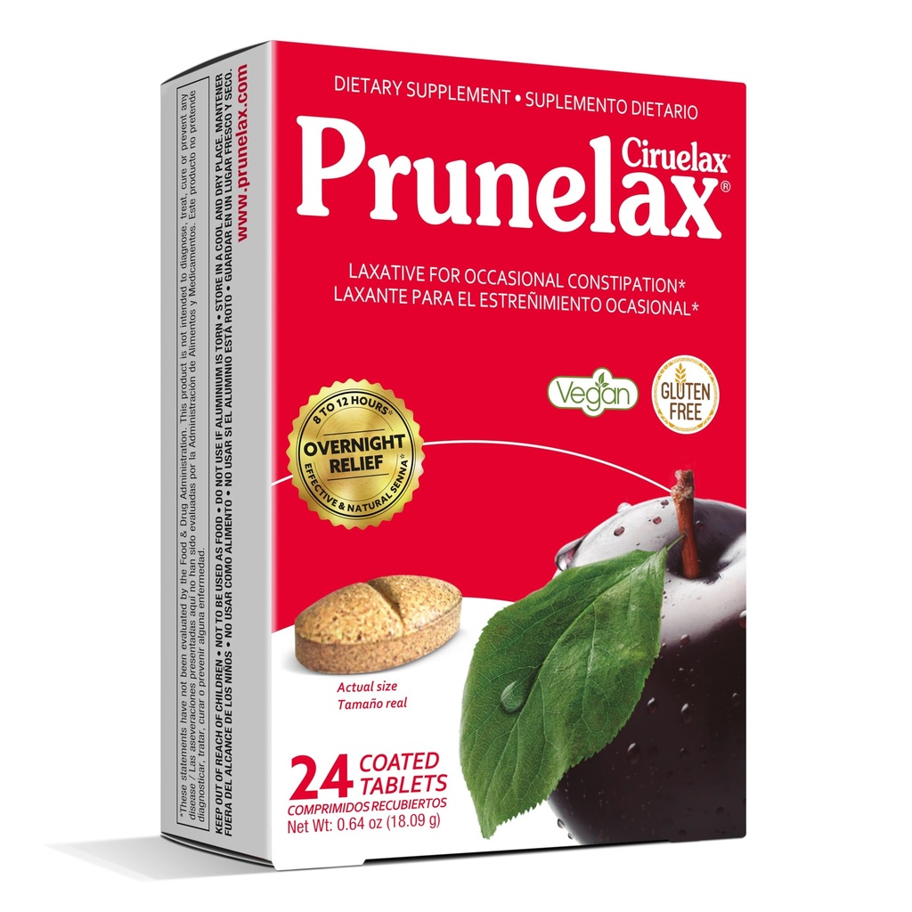 Prunelax Ciruelax Regular Strength Laxative Tablets - Overnight Relief for Occasional Constipatie, Senna Extract, Vegan & Glutenvrij, Snelwerkende Gentle Relief - 24ct