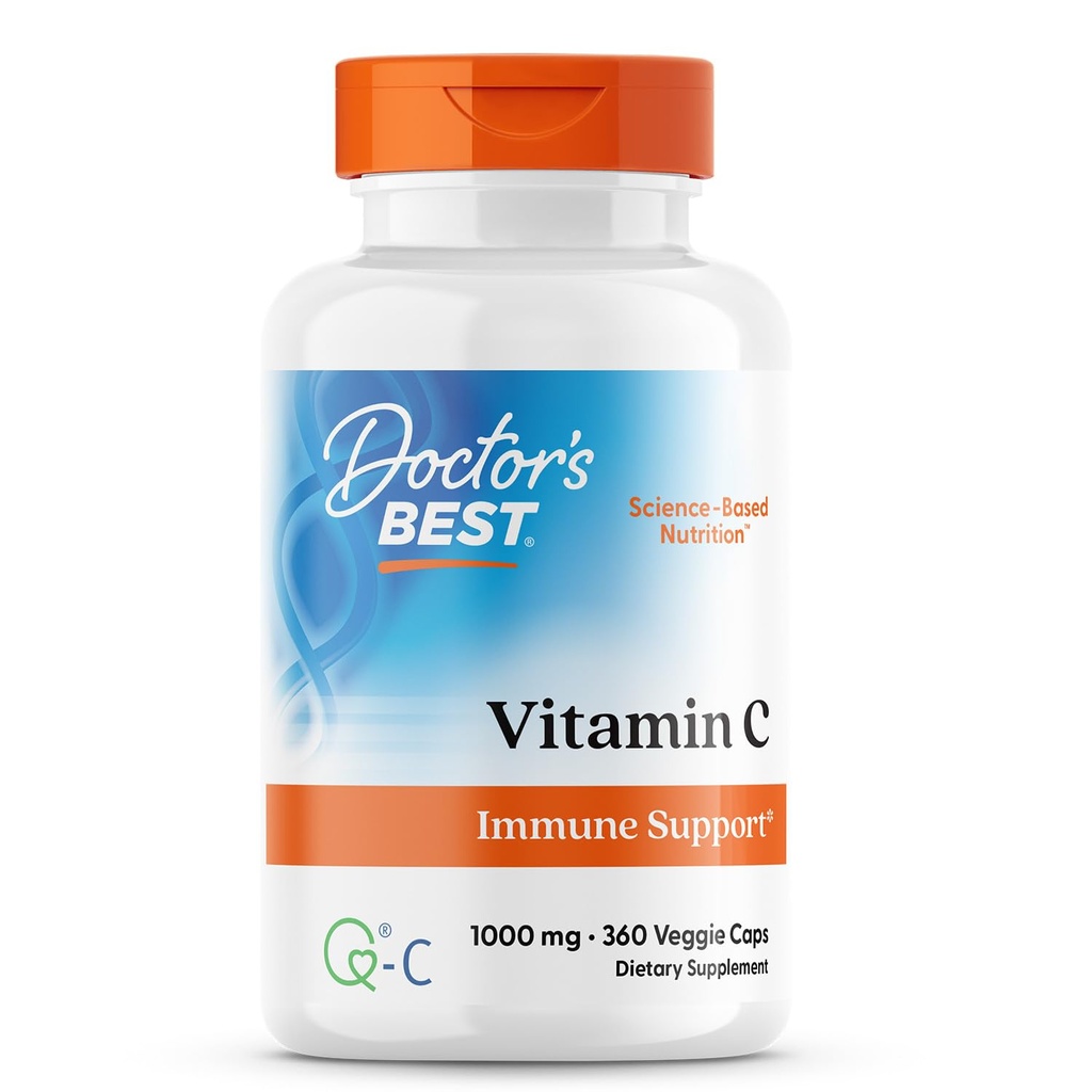 Beste vitamine C van de arts met Q-C, Immuunondersteuning, Non-GMO, Glutenvrij, Sojavrij, Vegan 360 Veggie Caps