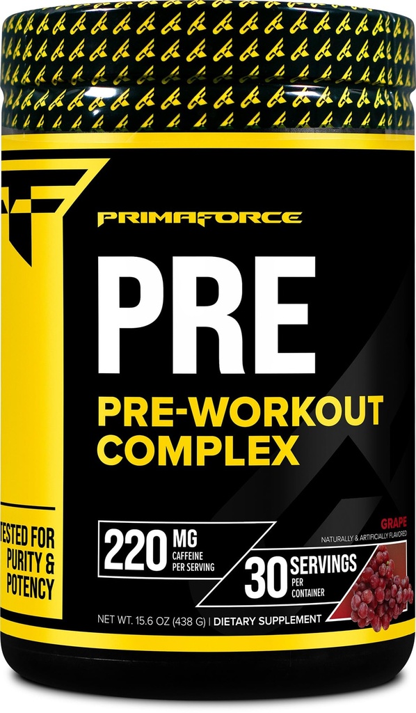 Primaforce Pre-Workout Complex Powder (Grape, 30 Servings) - Fitness Supplement voor Workout Routine Enhancement, 438g