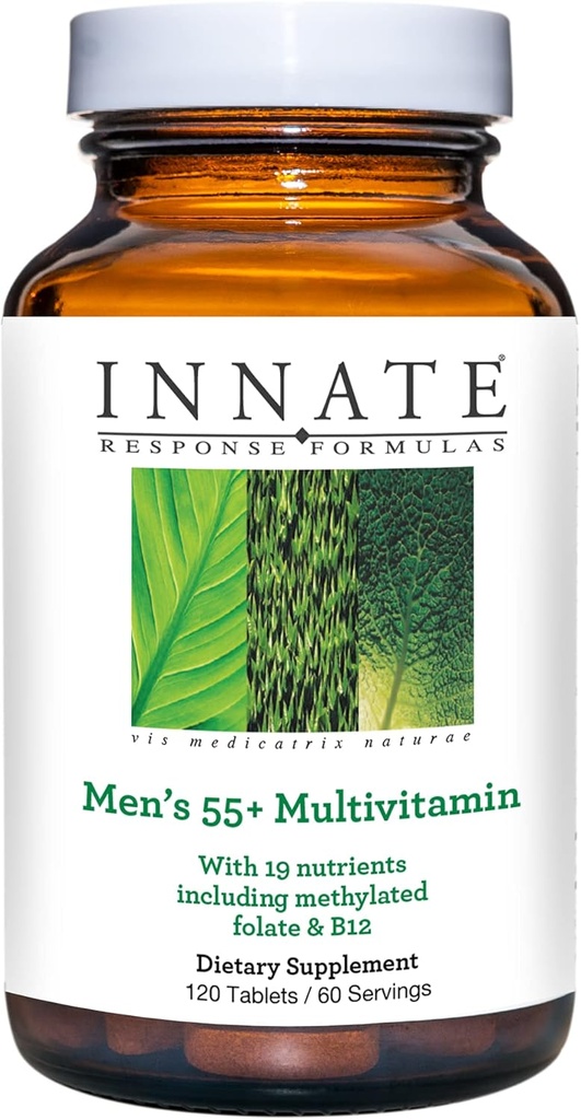 Aangeboren responsformules Mannen 55+ Multivitamine - Dagelijkse Multivitamine voor mannen 55 en meer - met B-vitaminen - Vegetarische, niet-GMO, Kosher en Glutenvrije - 120 tabletten (60 porties)